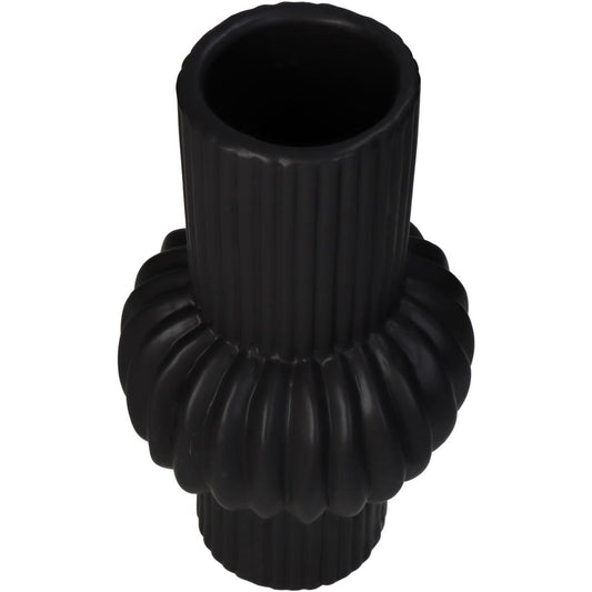 Βάζο ArteLibre Γραμμές Μαύρο Κεραμικό 16x16x29.5cm - Hippiehome.gr