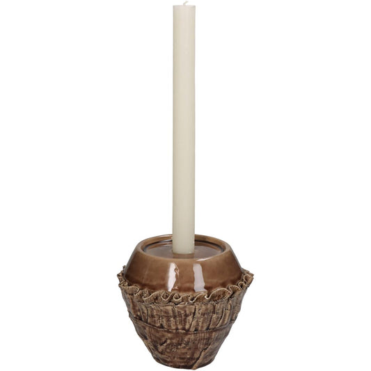 Κηροπήγιο ArteLibre Κορμός Δέντρου Καφέ Κεραμικό 14.5x14.5x12.5cm - Hippiehome.gr