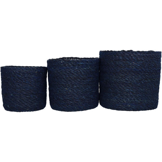 Καλάθι ArteLibre Μπλε Seagrass 20x20x18cm Σετ 3Τμχ - Hippiehome.gr