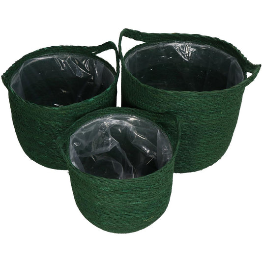 Καλάθι ArteLibre Πράσινο Seagrass 25x25x24cm Σετ 3Τμχ - Hippiehome.gr