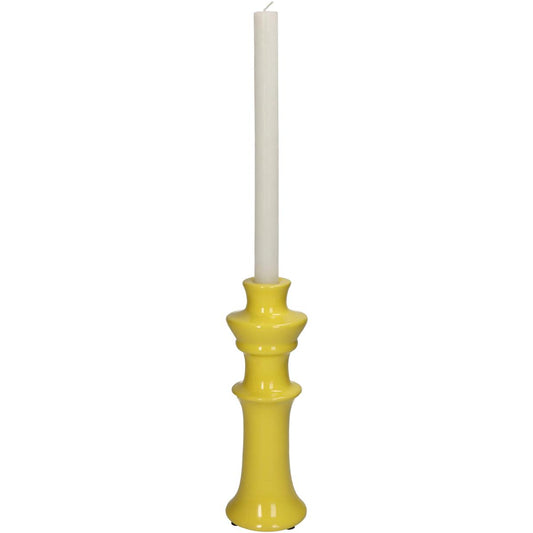 Κηροπήγιο ArteLibre Κίτρινο Κεραμικό 8x8x24cm - Hippiehome.gr