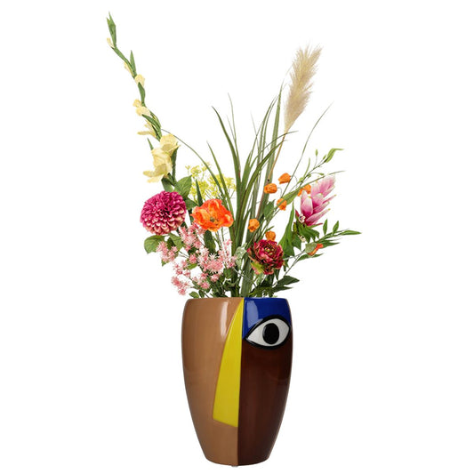 Βάζο ArteLibre Αφηρημένο Πρόσωπο Πολύχρωμο Δολομίτης 13.3x13.3x19.5cm - Hippiehome.gr