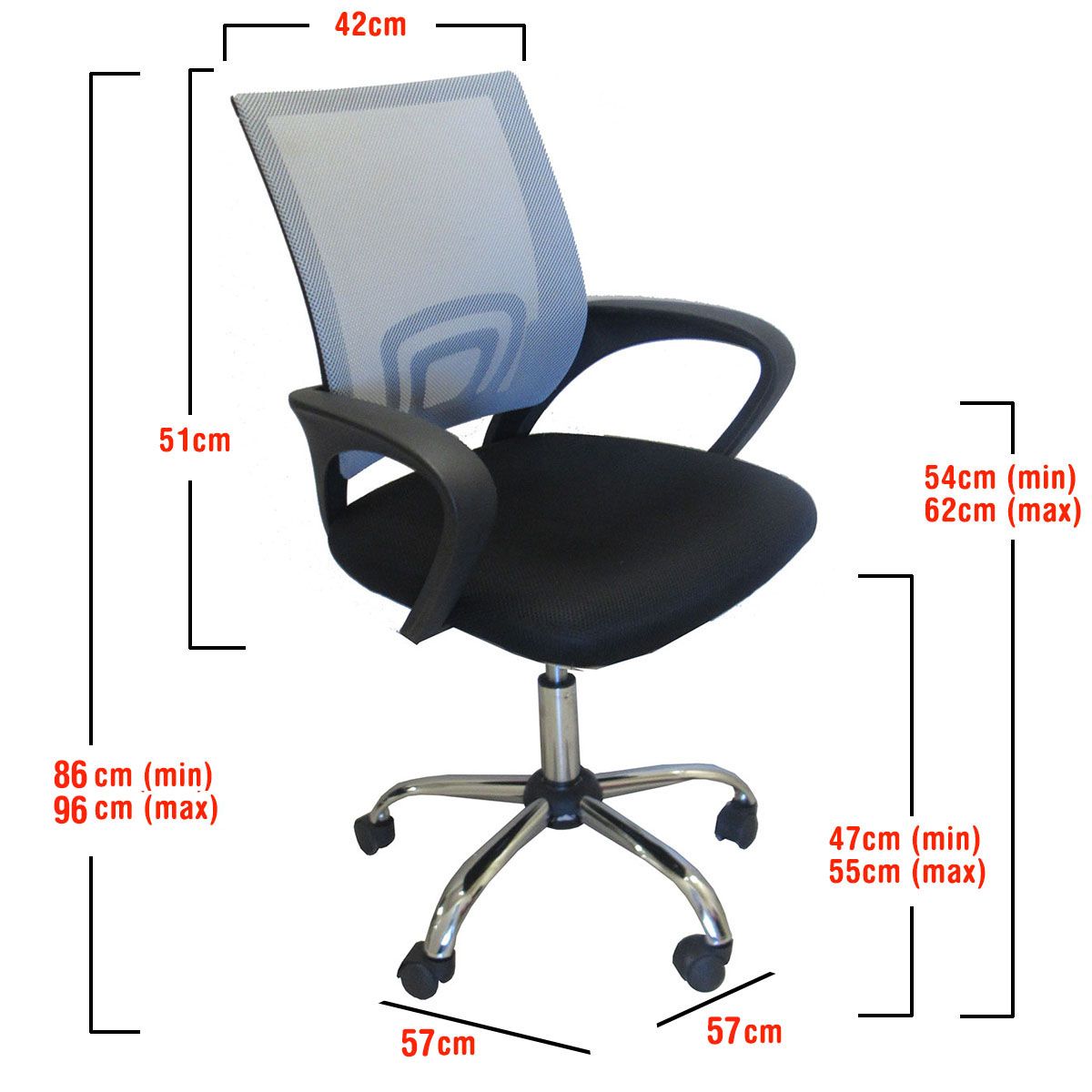 Καρέκλα Γραφείου ArteLibre ΑΛΚΥΟΝΗ Μαύρο/Γκρι 57x57x86-96cm - Hippiehome.gr