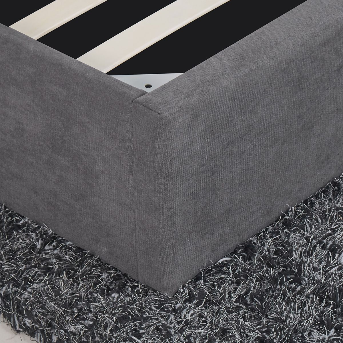 Κρεβάτι ArteLibre ASTER Σκούρο Γκρι Ύφασμα Με Αποθηκευτικό Χώρο 219x170x104cm (Στρώμα 160x200cm) - Hippiehome.gr