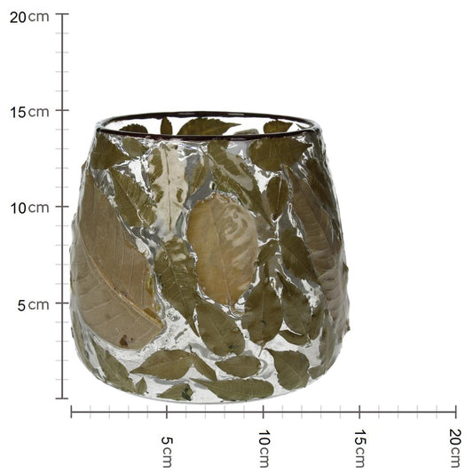 Κηροπήγιο ArteLibre Φύλλα Τσαγιού Διάφανο Γυαλί 15x15x15cm - Hippiehome.gr