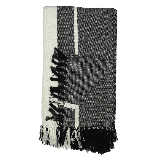 Ριχτάρι ArteLibre Ριγέ Μαύρο Βαμβακερό 130x170cm - Hippiehome.gr