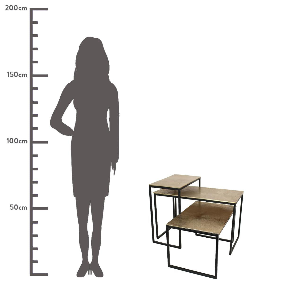 Τραπεζάκι ArteLibre Χρυσό Αλουμίνιο 77x38x42cm Σετ 3Τμχ - Hippiehome.gr