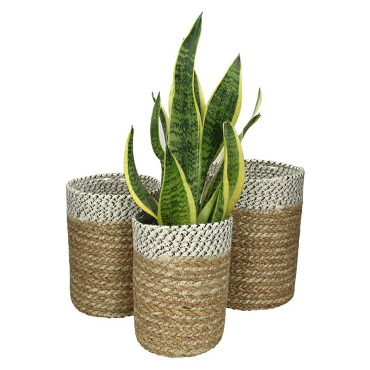 Καλάθι ArteLibre Φύλλο Hogla Φυσικό 20x20x20cm Σετ 3Τμχ - Hippiehome.gr