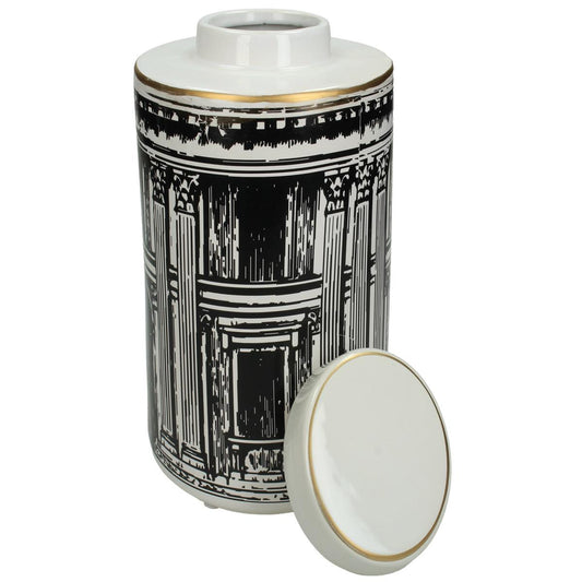 Βάζο ArteLibre Με Οίκισμα Μαύρο Κεραμικό 16x16x23cm - Hippiehome.gr