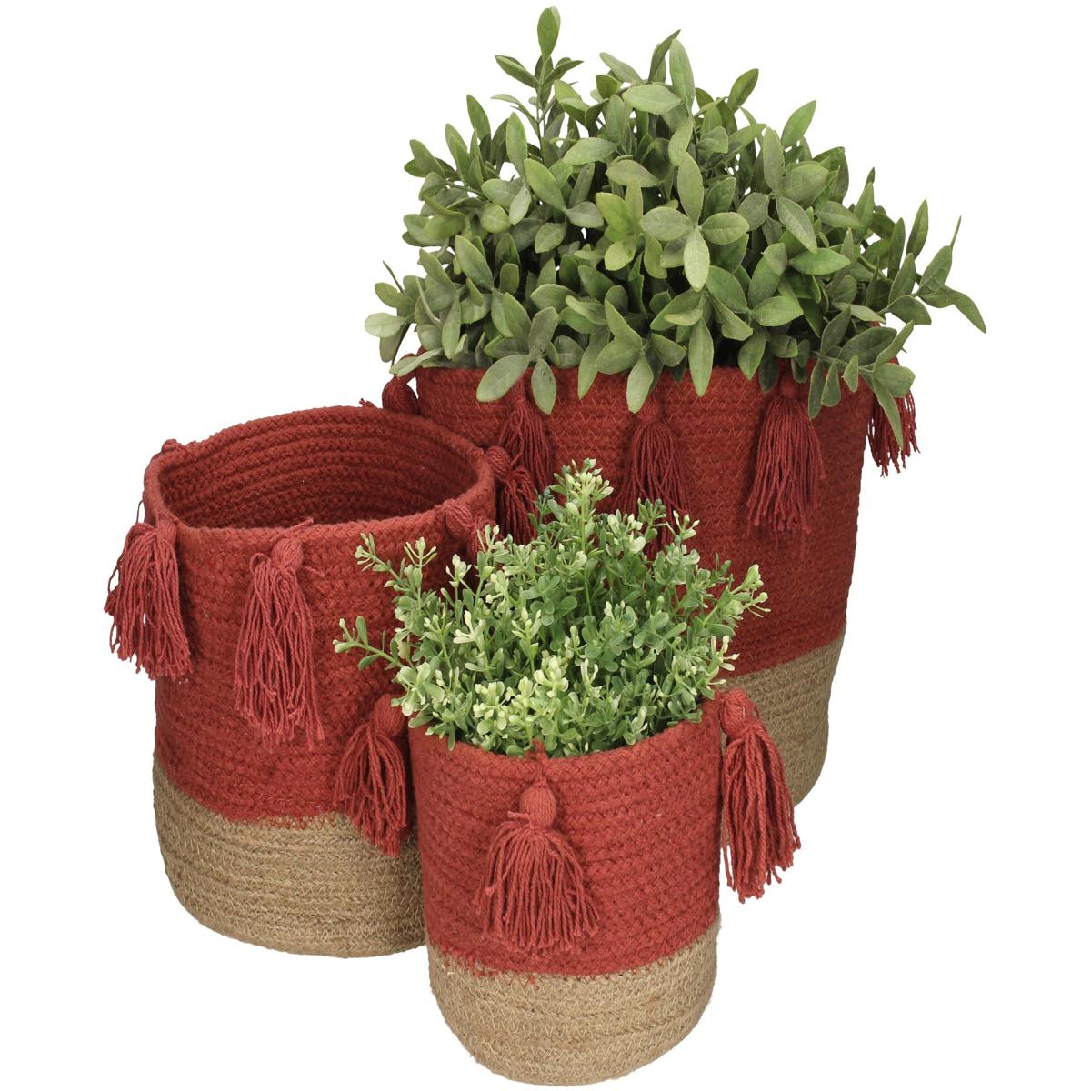 Καλάθι ArteLibre Κοραλί Βαμβακερό 25x25x25cm Σετ 3Τμχ - Hippiehome.gr