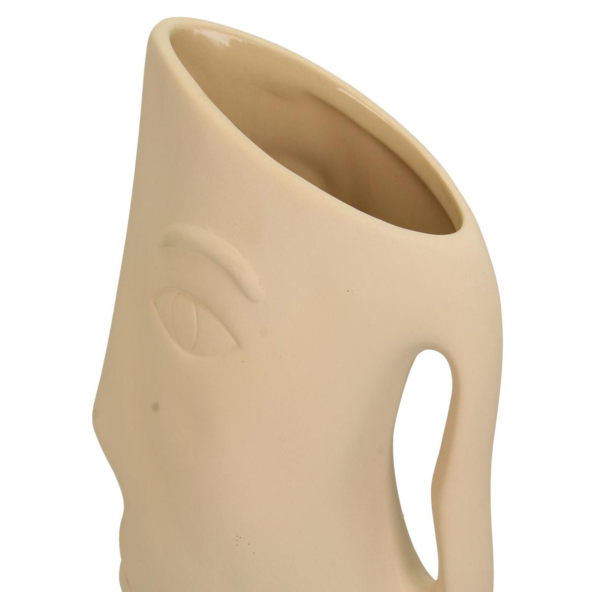 Βάζο ArteLibre Πρόσωπο Μπεζ Δολομίτης 17.6x10.2x24cm - Hippiehome.gr