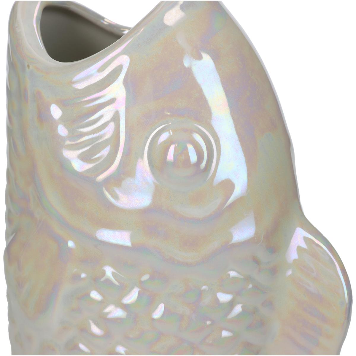 Βάζο ArteLibre Ψάρι Ιβουάρ Κεραμικό 15.5x10.5x28cm - Hippiehome.gr