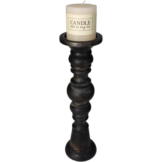 Κηροπήγιο ArteLibre Μαύρο Ξύλο 10x10x38cm - Hippiehome.gr