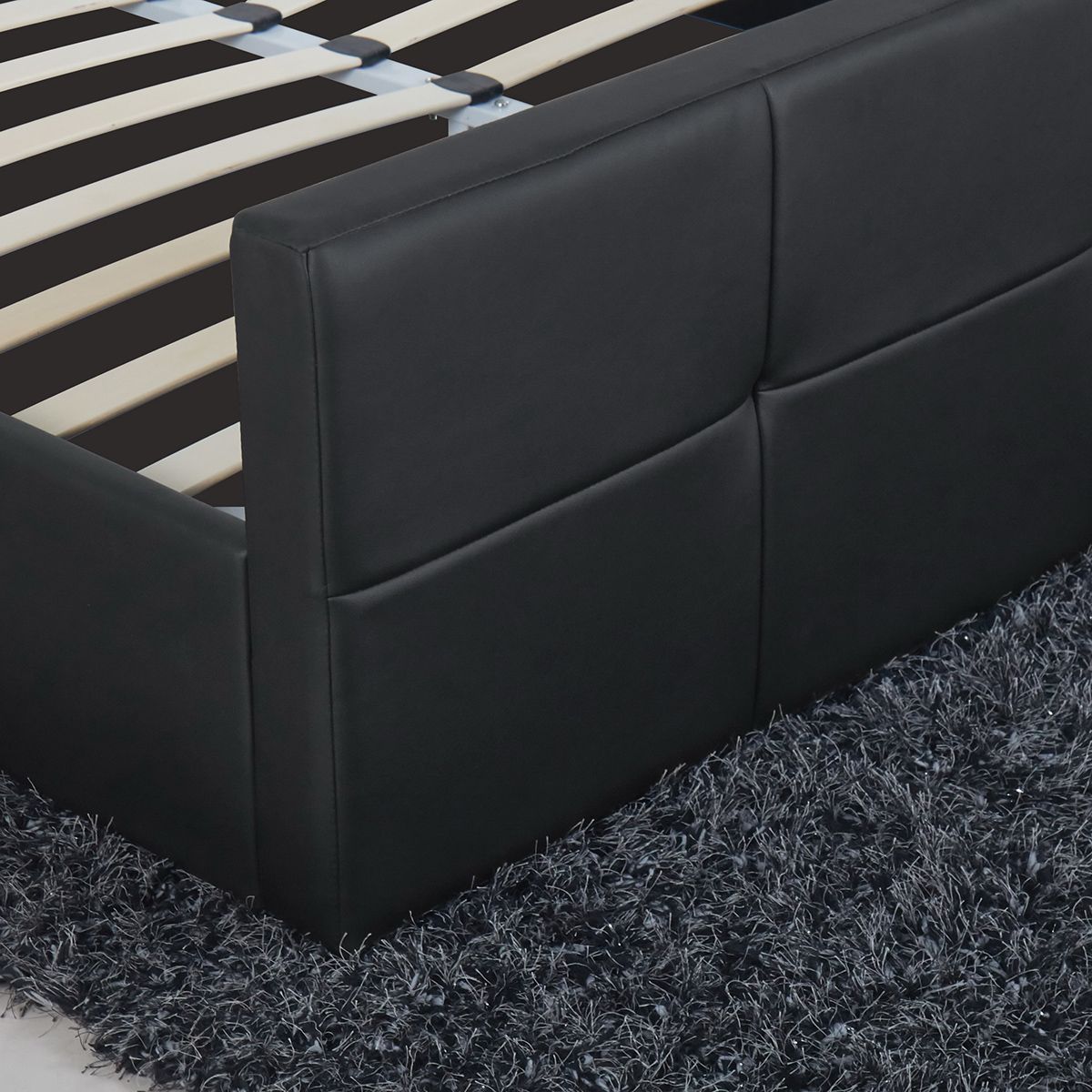 Κρεβάτι ArteLibre ANEMONE Μαύρο PU Με Αποθηκευτικό Χώρο 217.5x170.5x100cm(Στρώμα 160x200cm) - Hippiehome.gr