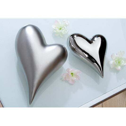 Διακοσμητικό Καρδιά Ασημί Κεραμικό 11x8.5x4cm Σε 2 Αποχρώσεις - Hippiehome.gr