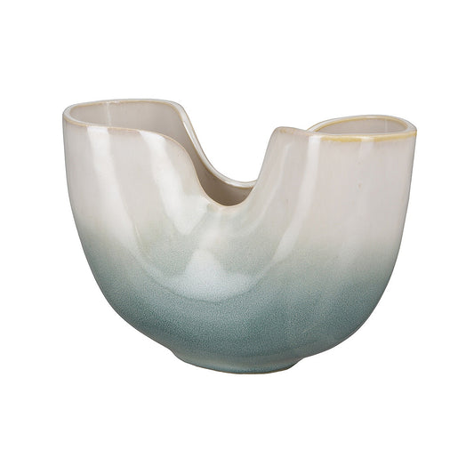 Βάζο Μπεζ/Τιρκουάζ Κεραμικό 7x19x13cm - Hippiehome.gr