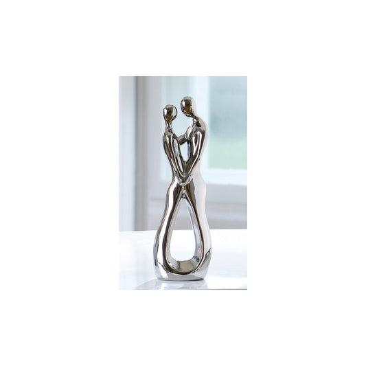 Διακοσμητικό Ζευγάρι Αγκαλάζιεται Ασημί Κεραμικό 30cm - Hippiehome.gr