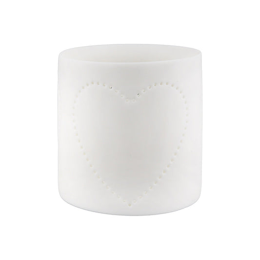 Φανάρι Με Διακόσμηση Καρδιά Λευκό Πορσελάνη 7cm - Hippiehome.gr