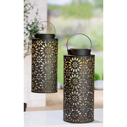 Φανάρι Ηλιακό LED Καφέ Μέταλλο 34cm - Hippiehome.gr