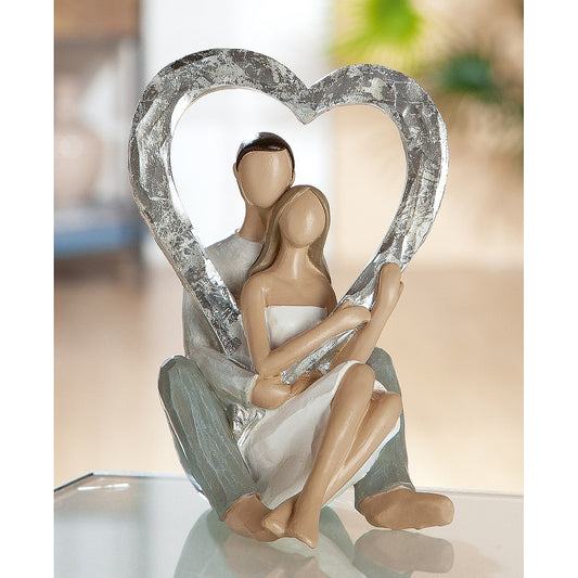 Διακοσμητικό Ζευγάρι Κρατάει Καρδιά Πολύχρωμο Polyresin 10x10x15cm - Hippiehome.gr