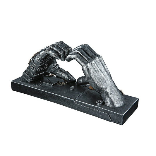 Διακοσμητικό Steampunk Χέρια Σχηματίζουν Καρδιά Ασημί Polyresin 9.5x35x16cm - Hippiehome.gr