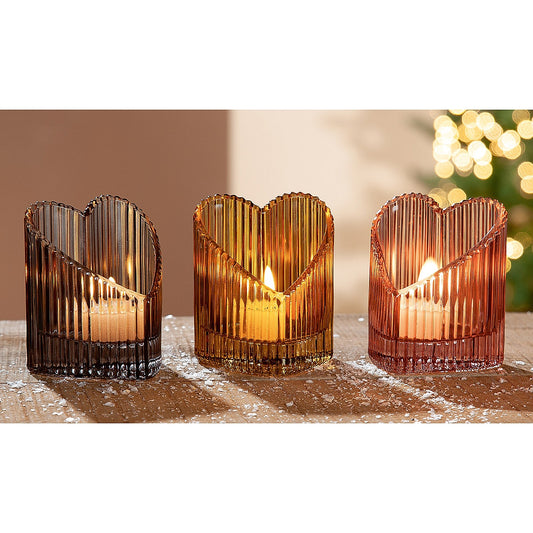 Θήκη Ρεσώ Καρδιά Διάφανο Γυαλί 7x7.5x9cm Σε 3 Αποχρώσεις - Hippiehome.gr