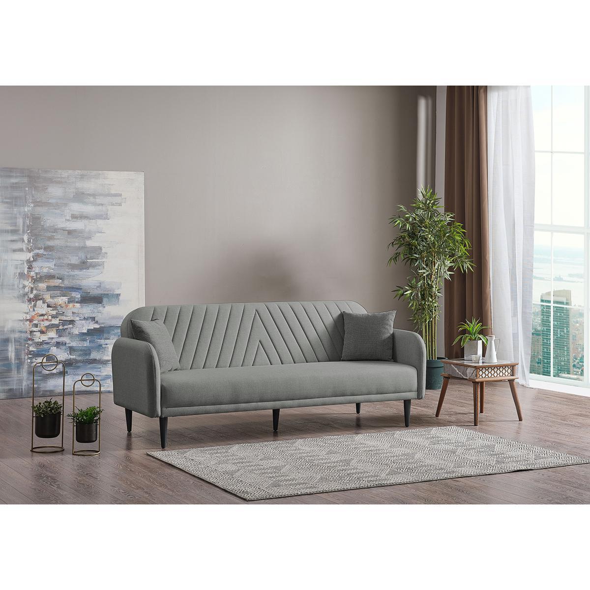 Καναπές Κρεβάτι Τριθέσιος LUKAS Ανοιχτό Γκρι 210x85x84cm - Hippiehome.gr