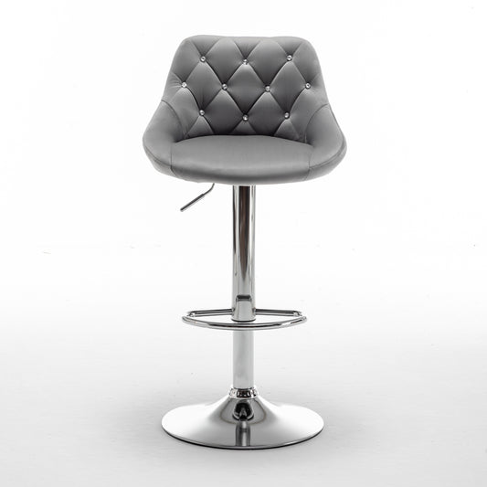 Σκαμπό Bar JORDO Με Πλάτη Πτυσσόμενο Γκρι Βελούδο/Μέταλλο 46x46x83-105cm - Hippiehome.gr