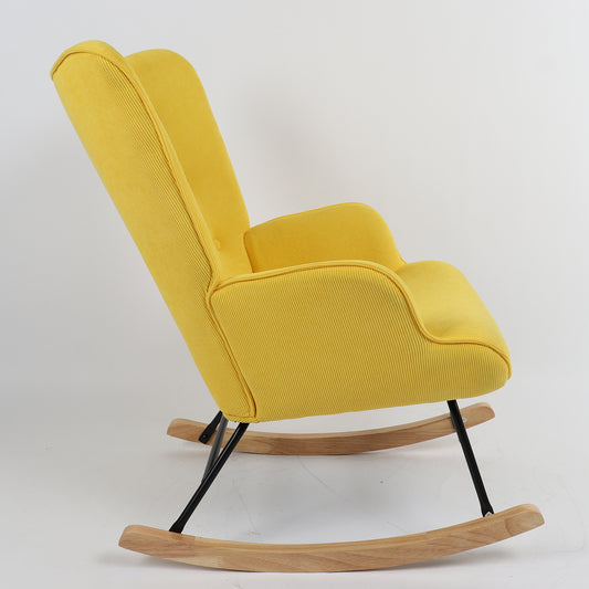 Πολυθρόνα Κουνιστή CANDY CANE Κίτρινο Ύφασμα/Μέταλλο/Ξύλο 91x67x86cm - Hippiehome.gr