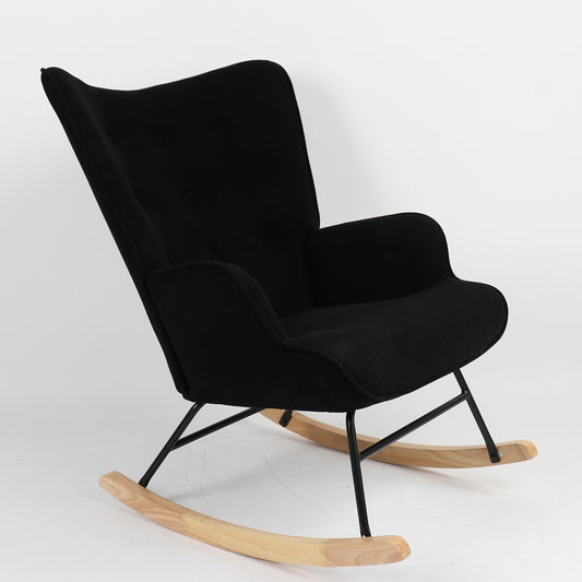 Πολυθρόνα Κουνιστή CANDY CANE Μαύρο Ύφασμα/Μέταλλο/Ξύλο 91x67x86cm - Hippiehome.gr