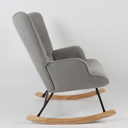 Πολυθρόνα Κουνιστή CANDY CANE Γκρι Ύφασμα/Μέταλλο/Ξύλο 91x67x86cm - Hippiehome.gr