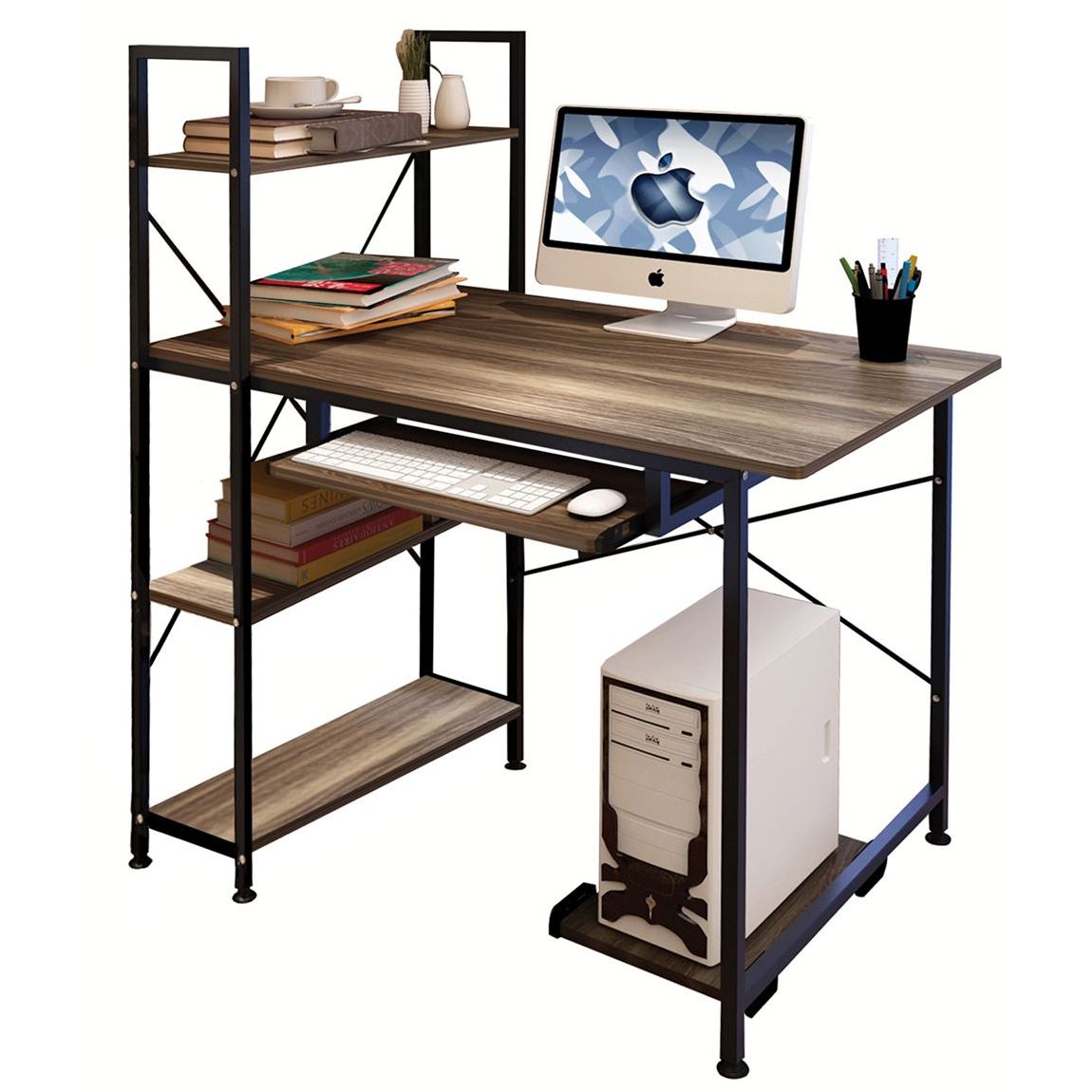 Γραφείο HIBISCUS Καφέ/Μαύρο MDF/Μέταλλο 100x48x118cm - Hippiehome.gr