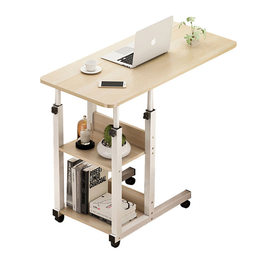 Γραφείο Λάπτοπ Βοηθητικό FRANCOLINUS Φυσικό/Λευκό MDF/Μέταλλο 60x40x68-85cm - Hippiehome.gr