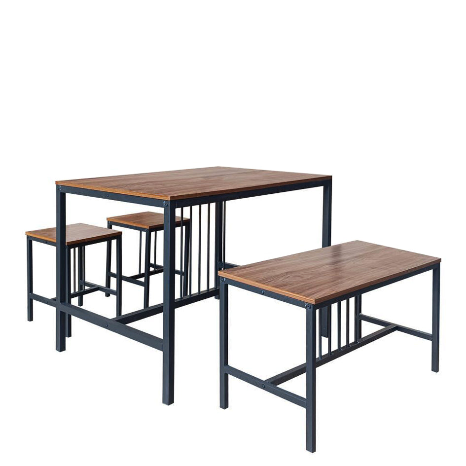 Σετ Τραπεζαρία (3+1) GOMTI Καφέ/Μαύρο MDF/Μελαμίνη 110x70x75cm - Hippiehome.gr