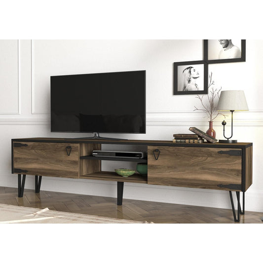 Έπιπλο Τηλεόρασης Thira Σκούρο Καφέ 180x30x49cm - Hippiehome.gr
