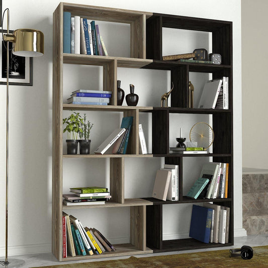 Βιβλιοθήκη Idra Ανοιχτό Καφέ/Σκούρο Καφέ 124x26x159cm - Hippiehome.gr