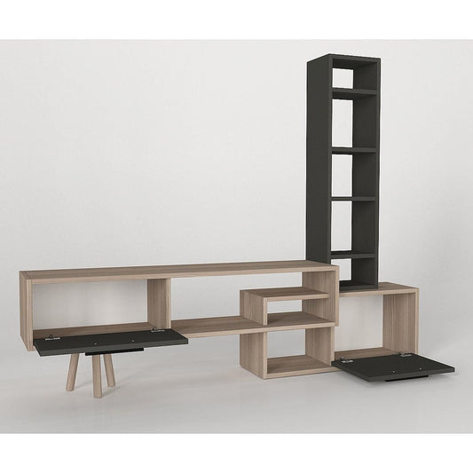 Σύνθετο NEVADA Cordoba/Ανθρακί Μοριοσανίδα 167x29.8x133.5cm - Hippiehome.gr