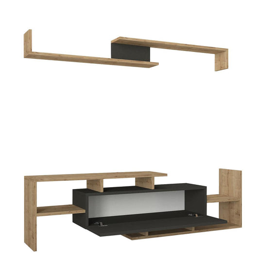 Σύνθετο Τηλεόρασης DREAM Φυσικό/Ανθρακί Μοριοσανίδα/Μελαμίνη 154x25x170cm - Hippiehome.gr