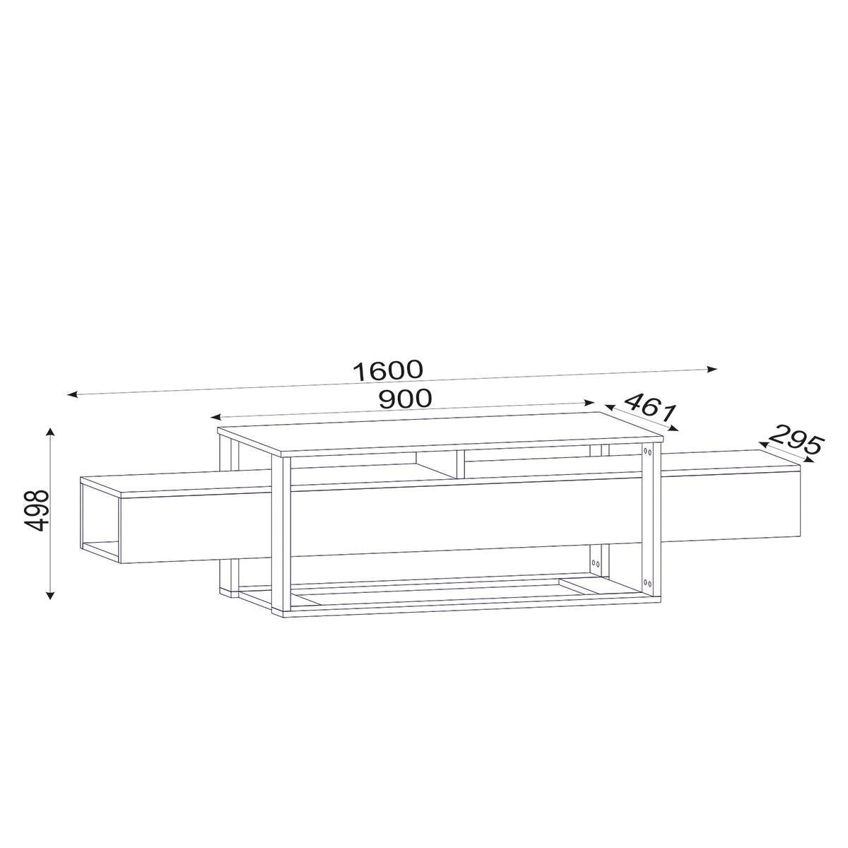 Έπιπλο Τηλεόρασης LEVITHA Μαύρο Μοριοσανίδα/Μελαμίνη 160x50x46cm - Hippiehome.gr