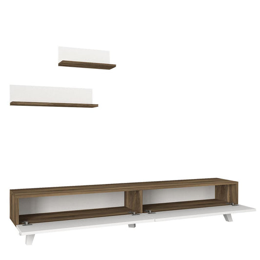 Έπιπλο Τηλεόρασης SIRNA Λευκό/Καρυδί Μοριοσανίδα/Μελαμίνη 180x31x32cm - Hippiehome.gr