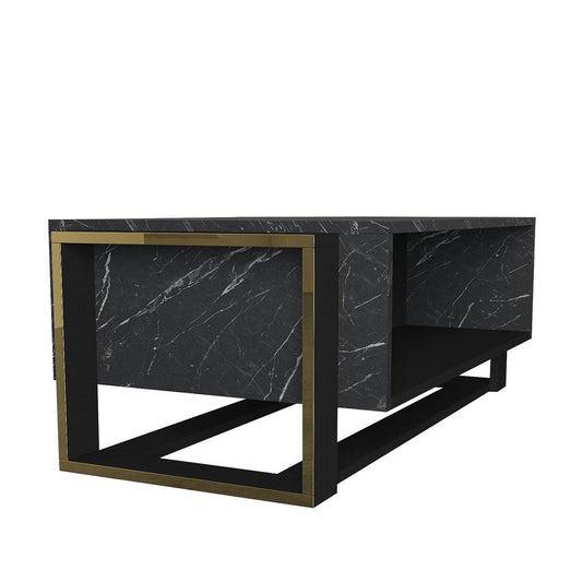 Τραπεζάκι Σαλονιού LEVITHA Μαύρο Μοριοσανίδα/Μελαμίνη 120x60x74cm - Hippiehome.gr