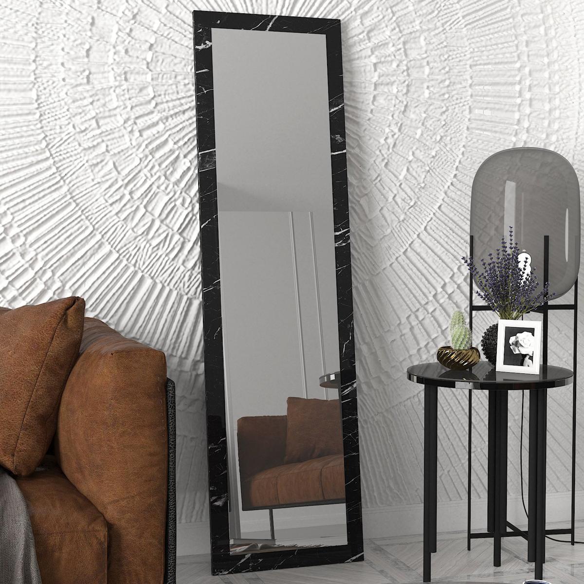 Καθρέπτης Τοίχου BHAVITH Μαύρο Μοριοσανίδα/Γυαλί 160x45cm - Hippiehome.gr