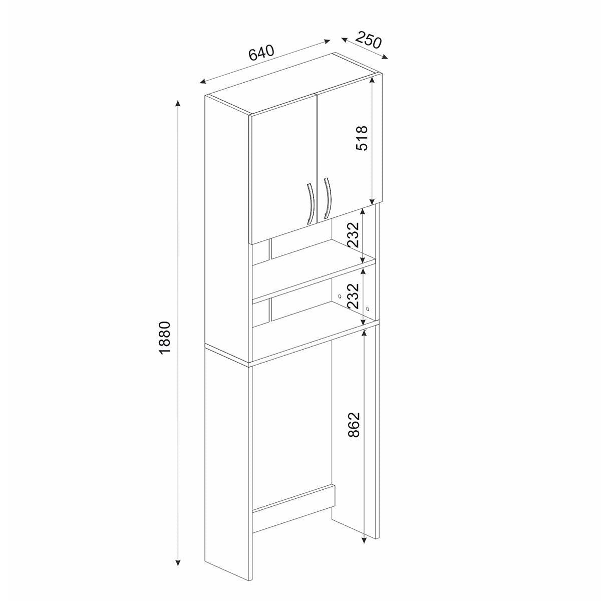 Έπιπλο Πλυντηρίου BIMBA Λευκό Μοριοσανίδα/Μελαμίνη 64x25x188cm - Hippiehome.gr
