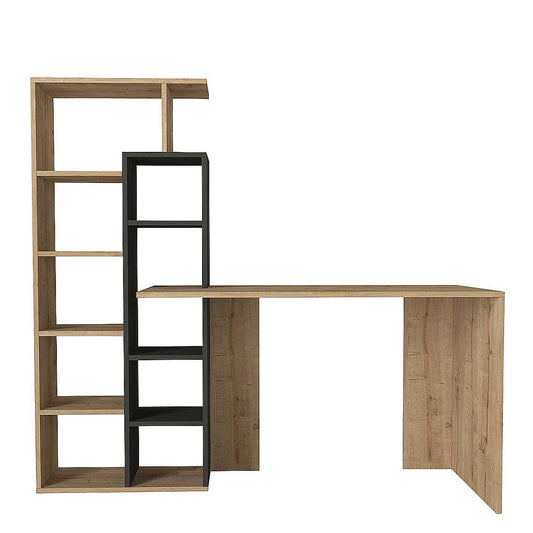 Γραφείο-Βιβλιοθήκη PRIMO Sapphire/Ανθρακί Μοριοσανίδα/Μελαμίνη 152x60x74/148cm - Hippiehome.gr