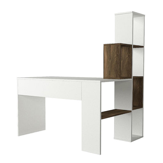 Γραφείο-Βιβλιοθήκη PERCY Λευκό/Καρυδί Μοριοσανίδα/Μελαμίνη 120x90x74/150cm - Hippiehome.gr