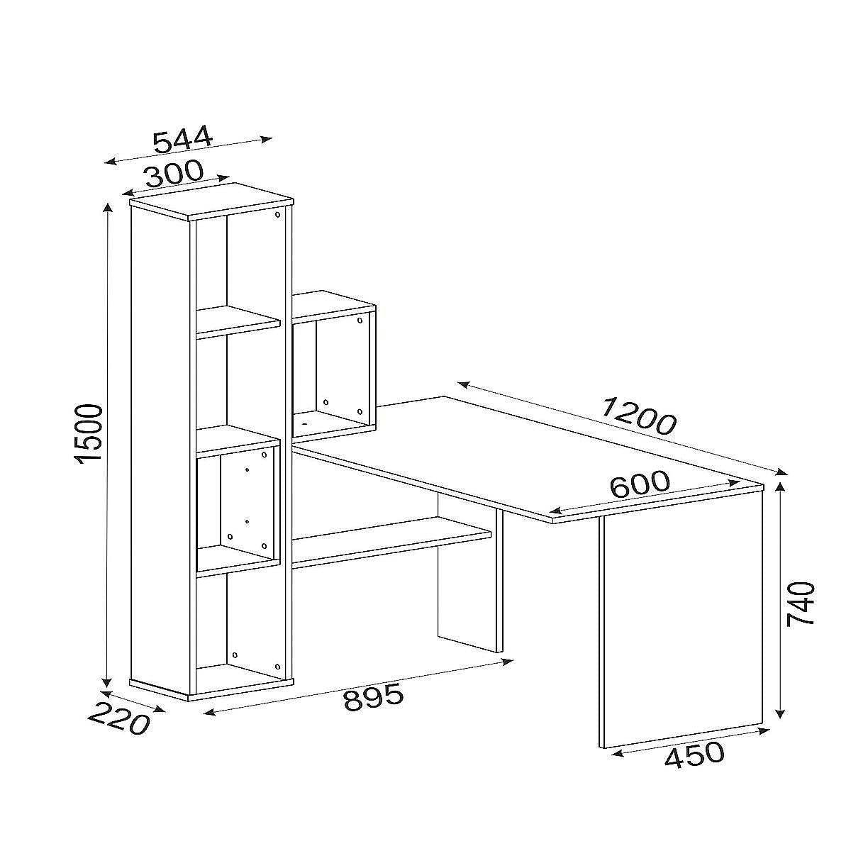 Γραφείο-Βιβλιοθήκη PERCY Λευκό/Καρυδί Μοριοσανίδα/Μελαμίνη 120x90x74/150cm - Hippiehome.gr
