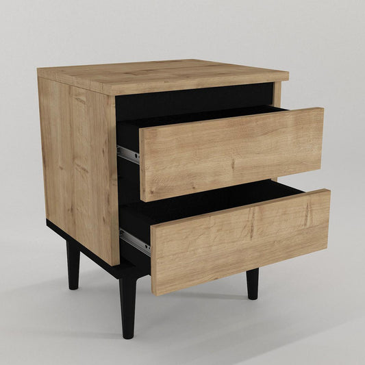 Κομοδίνο ABBOT Φυσικό/Μαύρο Μοριοσανίδα/Μελαμίνη 40x35x50.6cm - Hippiehome.gr