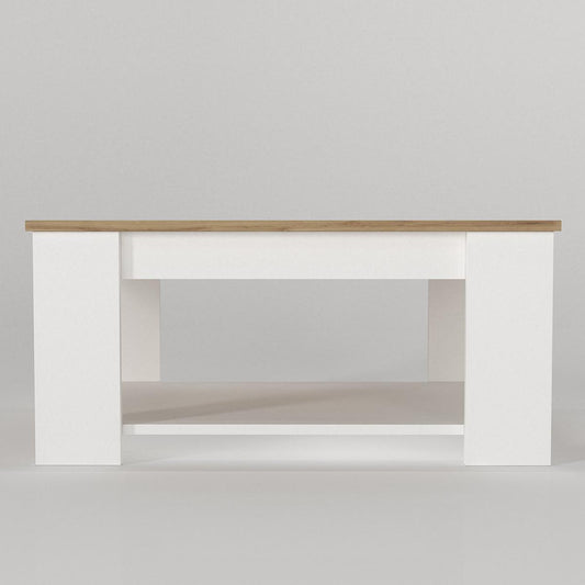 Τραπεζάκι Σαλονιού ALDEN Λευκό/Φυσικό Μοριοσανίδα/Μελαμίνη 90x60x42cm - Hippiehome.gr