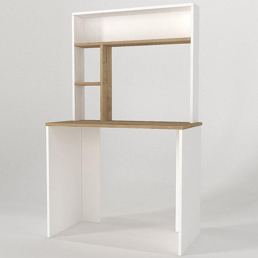 Γραφείο-Βιβλιοθήκη ARAGO Λευκό/Φυσικό Μοριοσανίδα/Μελαμίνη 90x45x148cm - Hippiehome.gr