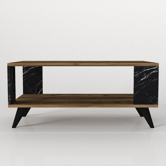 Τραπεζάκι Σαλονιού BICKEL Καρυδί/Μαύρο Μοριοσανίδα/Μελαμίνη 90x54x42cm - Hippiehome.gr